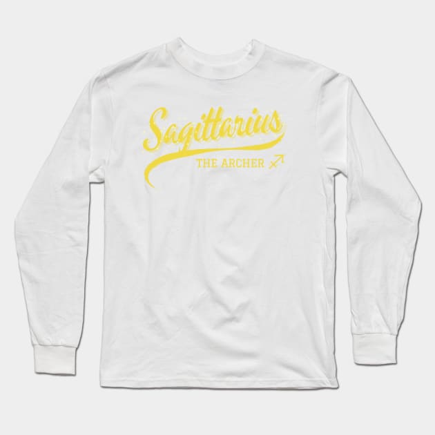 Sagittarius Retro Zodiac Long Sleeve T-Shirt by Once Upon a Find Couture 